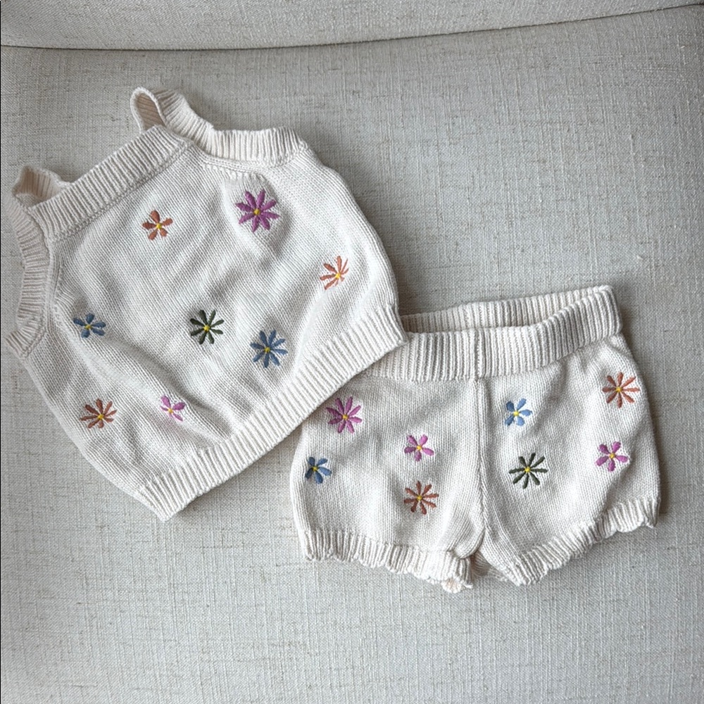Embroidered baby girl Knit Set
